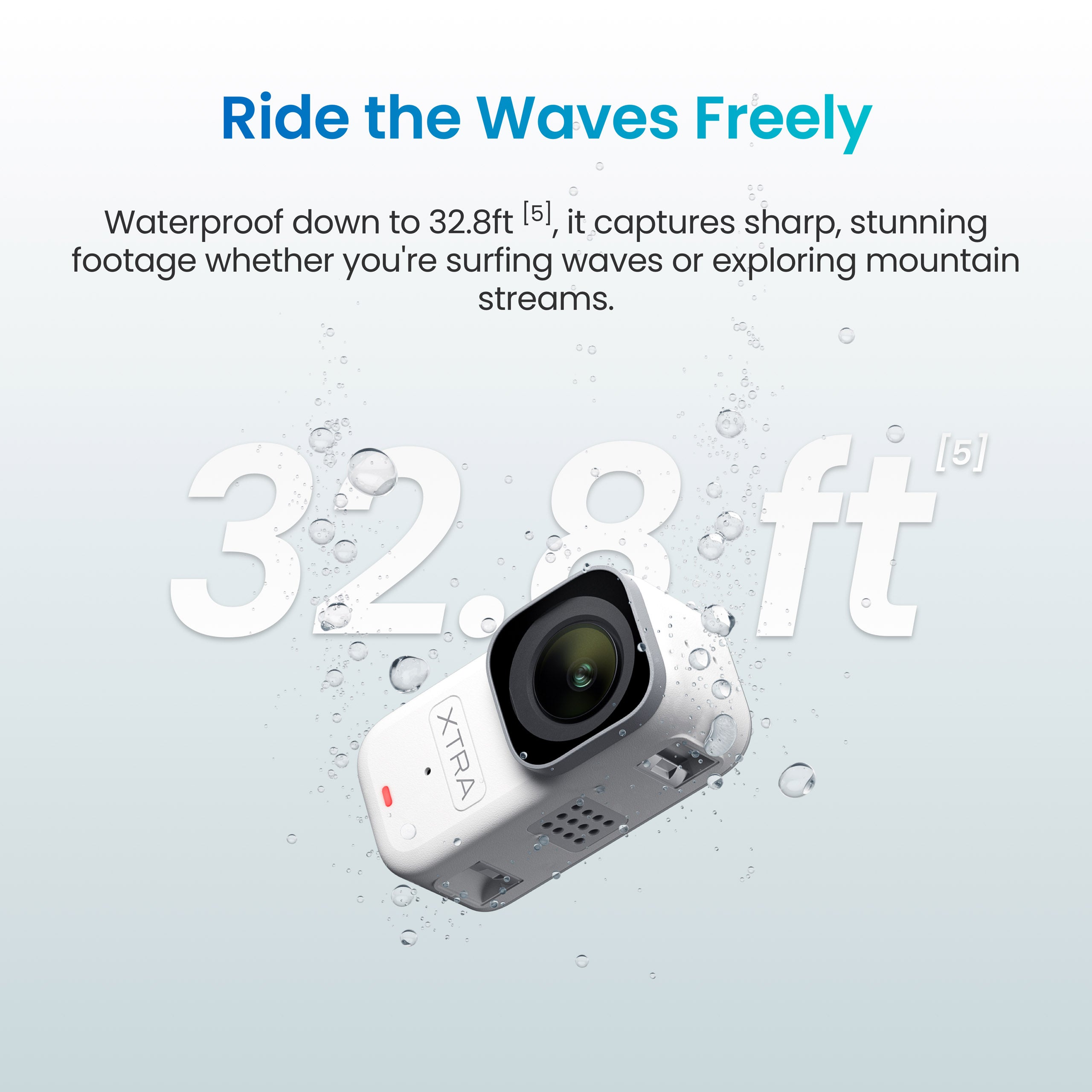 Xtra Atto 32.8ft (10m) waterproof action camera requiring no bulky underwater housing for surfing