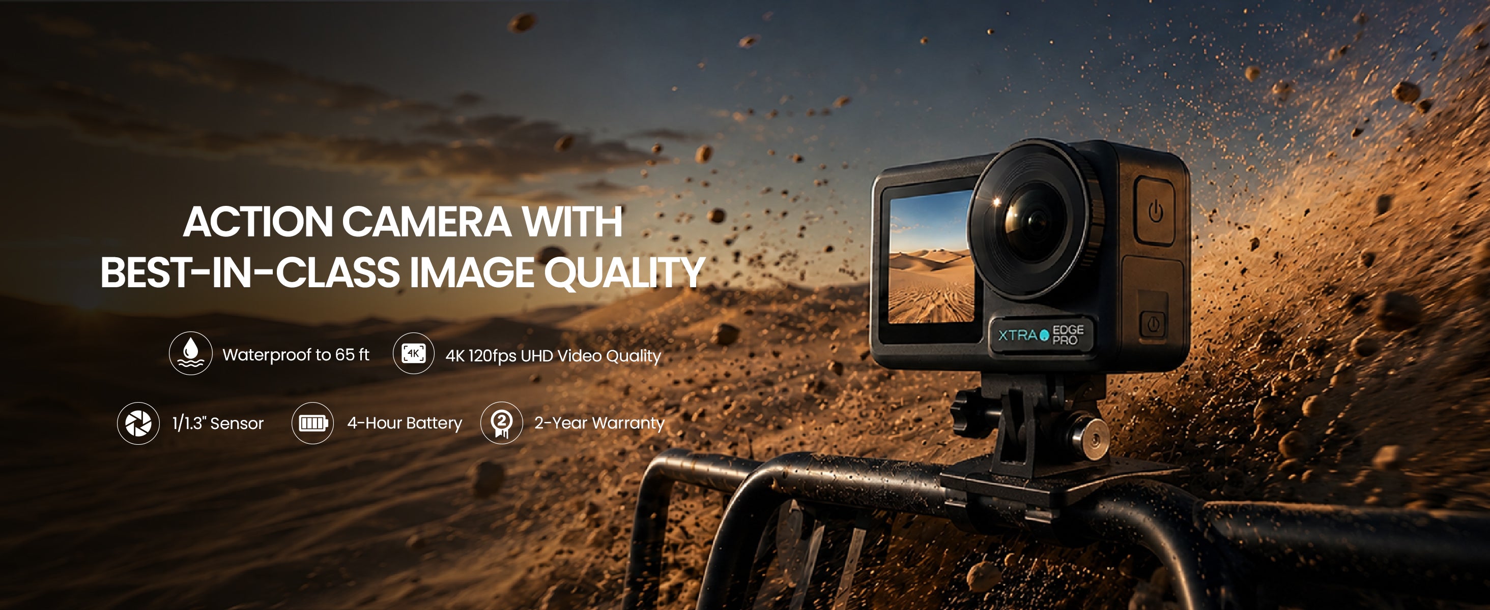 Xtra Edge Pro: 4K Action Camera With 1/1.3" Sensor & Night View