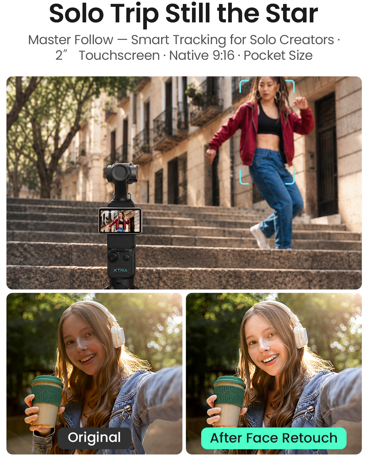 Xtra Muse: 4K/120fps Pocket Gimbal Camera with 1" CMOS Sensor